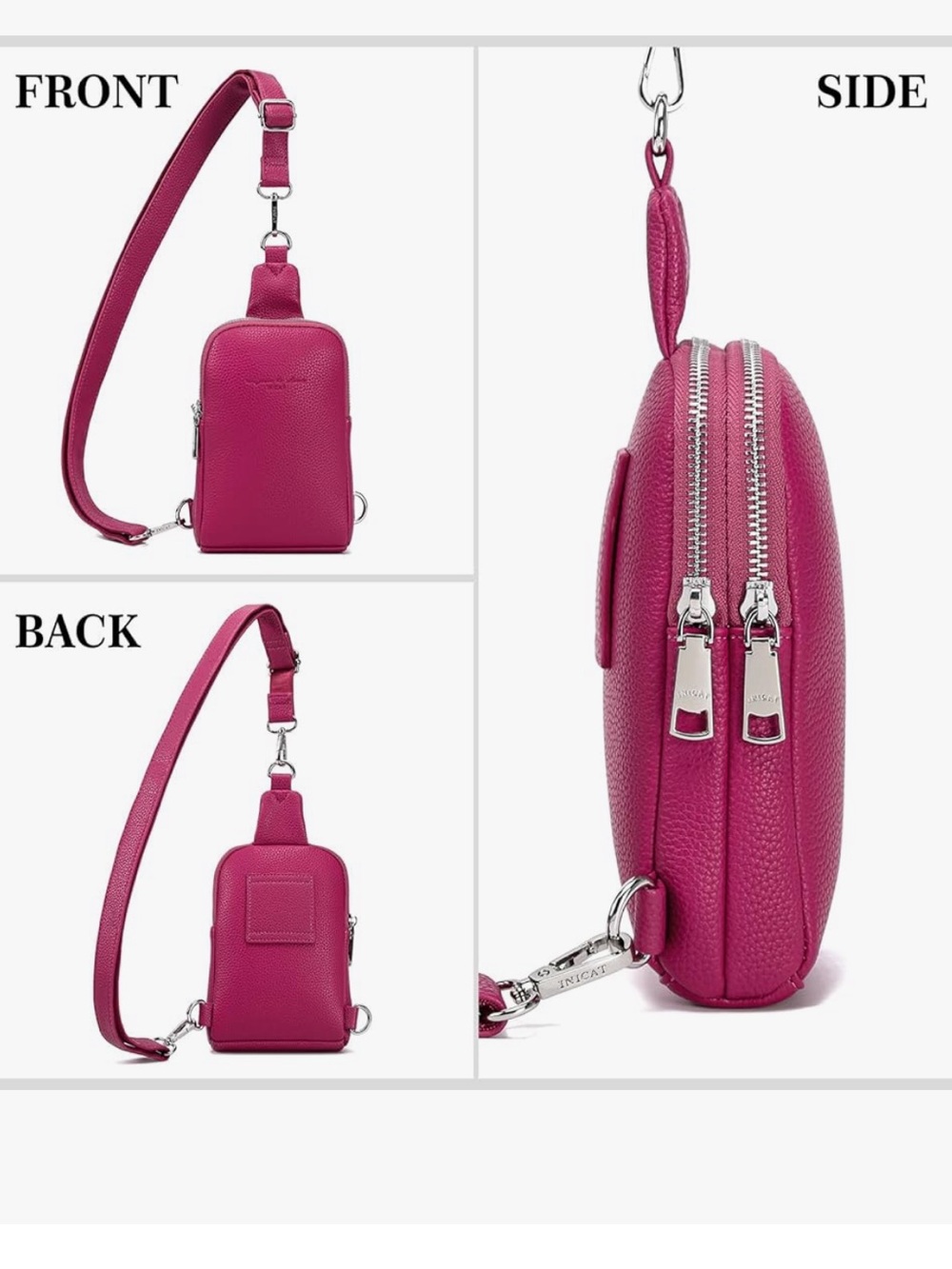 INICAT Anti Theft Crossbody Bag Adjustable Fanny Pack Travel Zip Compartments - Picture 11 of 11